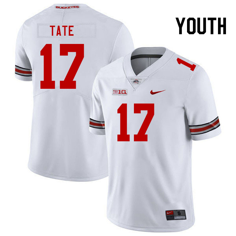 Ohio State Buckeyes Carnell Tate Youth #17 White Authentic Stitched College Football Jersey